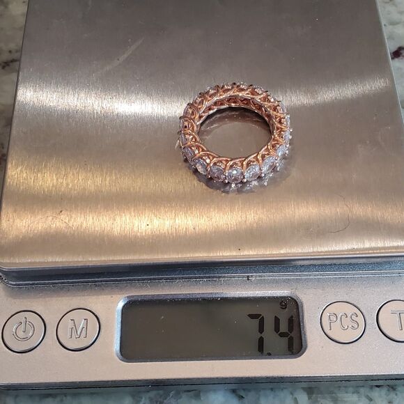 Sterling Silver Rose Gold Plated CZ/Glass Ring Size 8 - Picture 4 of 4